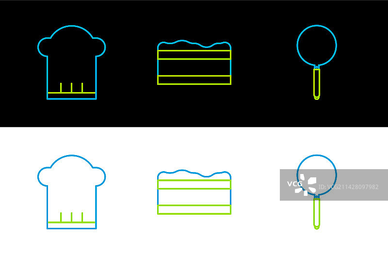 煎锅厨师帽布朗尼线条图片素材