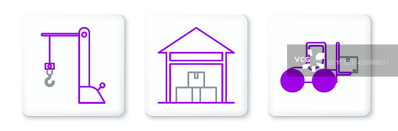 叉车港口起重机线条图片素材