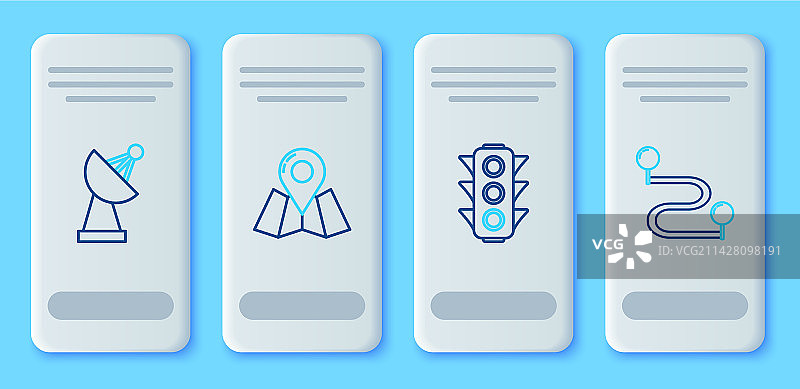 带位置标记的折叠地图交通线条合集图片素材