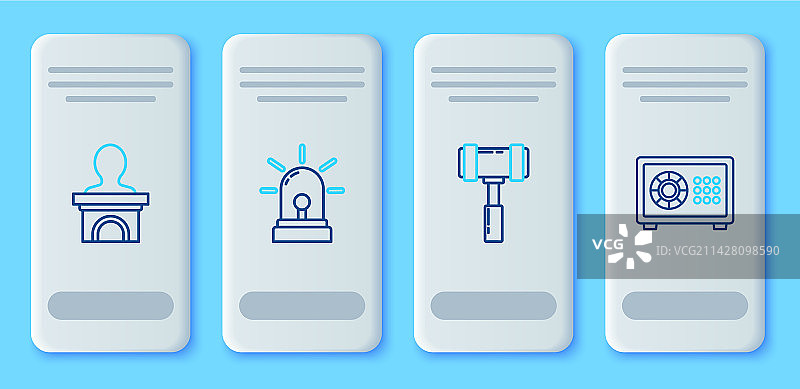 闪光警报器、法官木槌、舞台支架线条设计图片素材