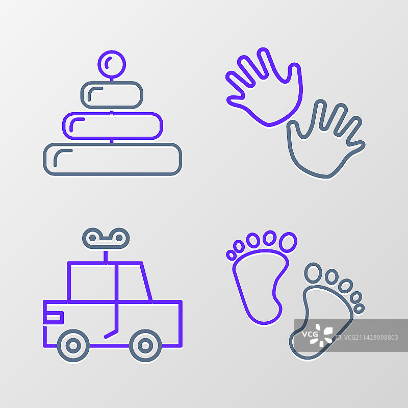 婴儿脚印玩具车和手图片素材