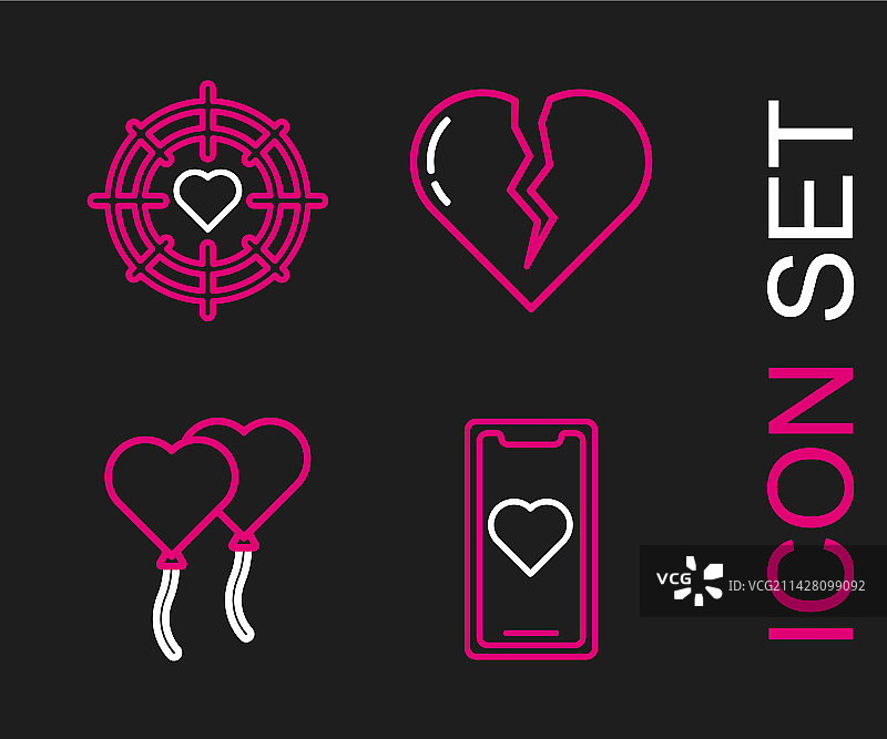 带有心形气球的手机图片素材