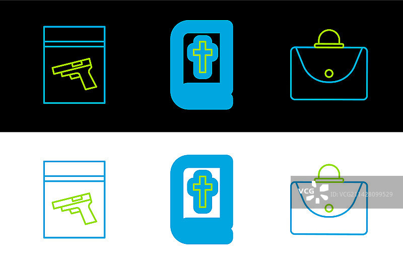 公文包证据袋手枪线条图片素材