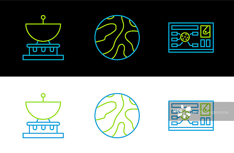 未来主义HUD界面土星线稿图片素材