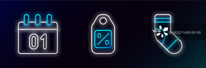 圣诞长袜日历价格线条集合图片素材