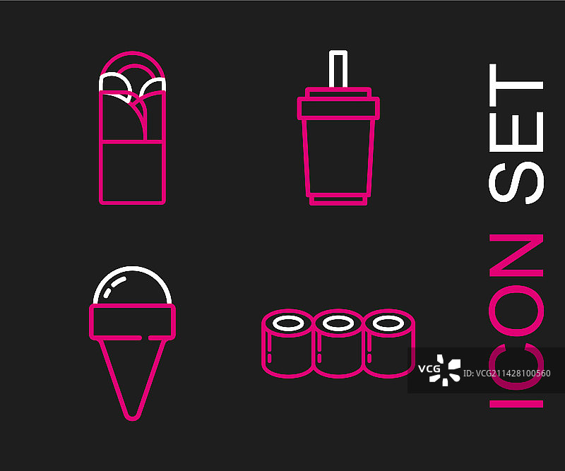 寿司冰淇淋蛋卷纸线条图片素材