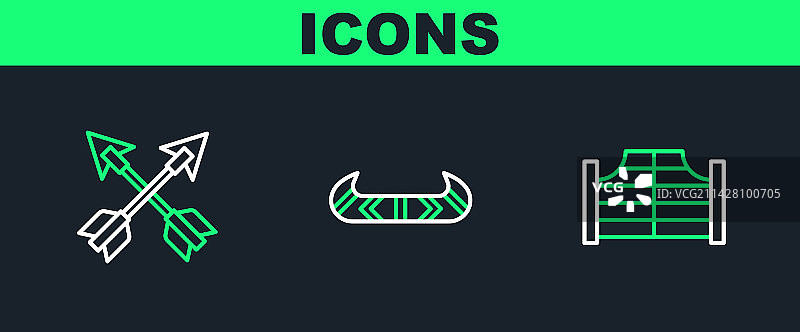 酒吧门交叉箭皮划艇线稿图标图片素材