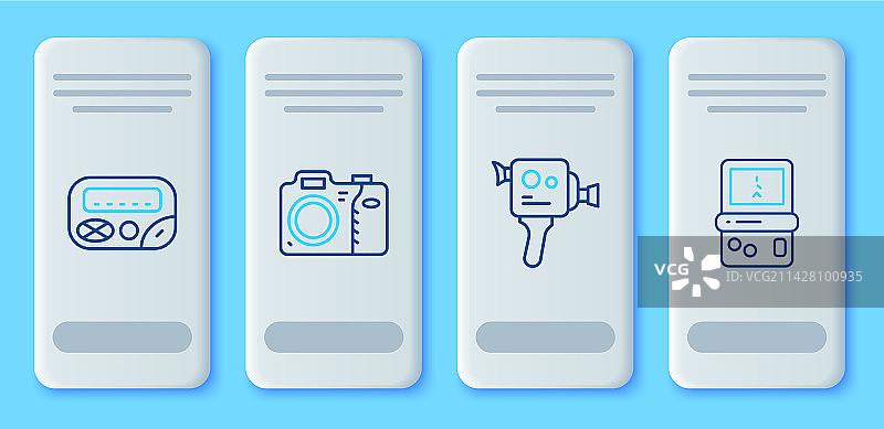 相机复古电影传呼机线性组合图片素材