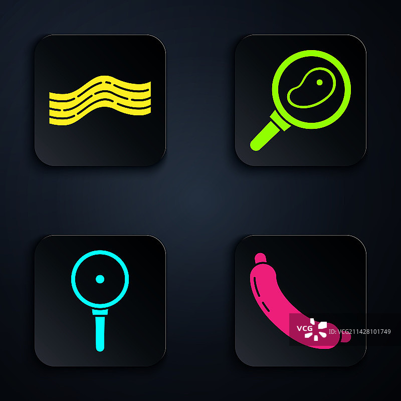 香肠培根条纹煎锅牛排套餐图片素材