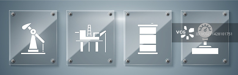 仪表、油桶和石油平台图片素材