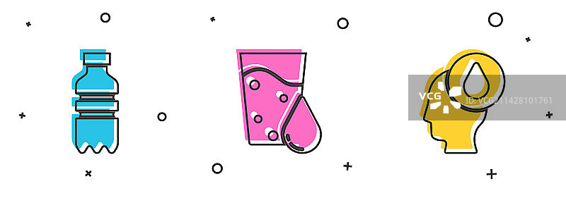 水瓶、水滴玻璃杯图片素材