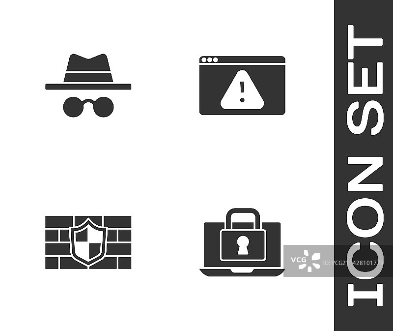 笔记本电脑与锁：隐身模式盾牌图片素材