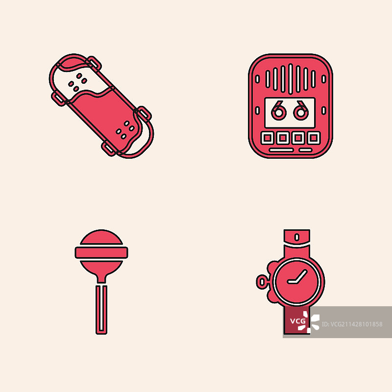 手表、滑板技巧和磁带组合图片素材