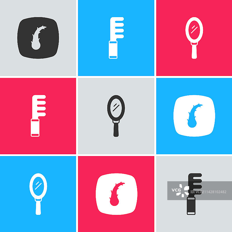 人类毛囊发刷与手镜设计图片素材