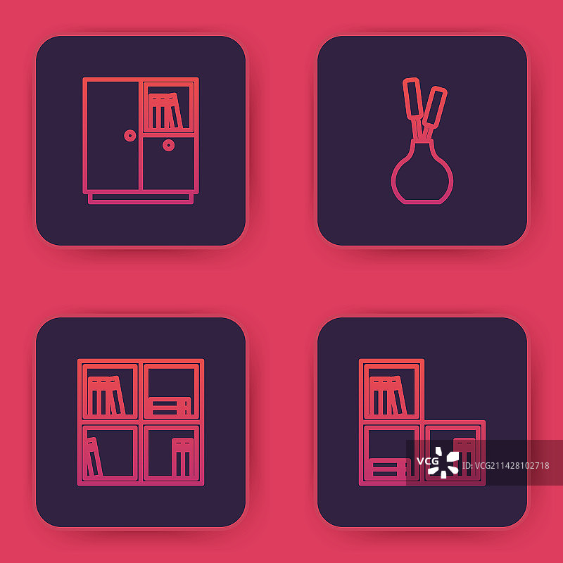 衣柜书架书籍花瓶线条合集图片素材