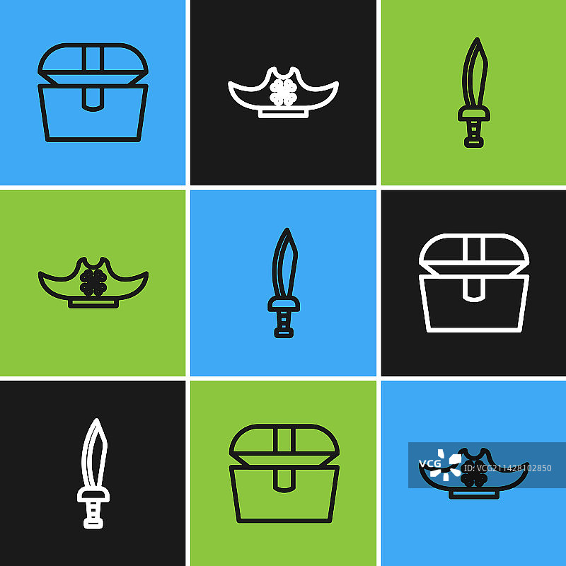 古董宝箱海盗剑图片素材