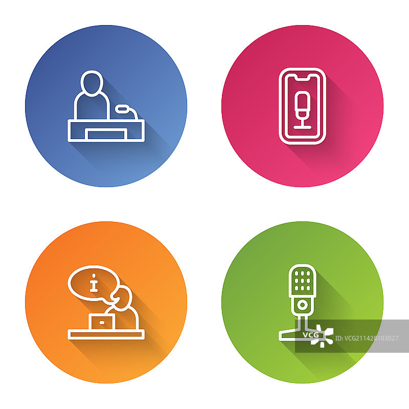 电视新闻移动录制线性图标图片素材