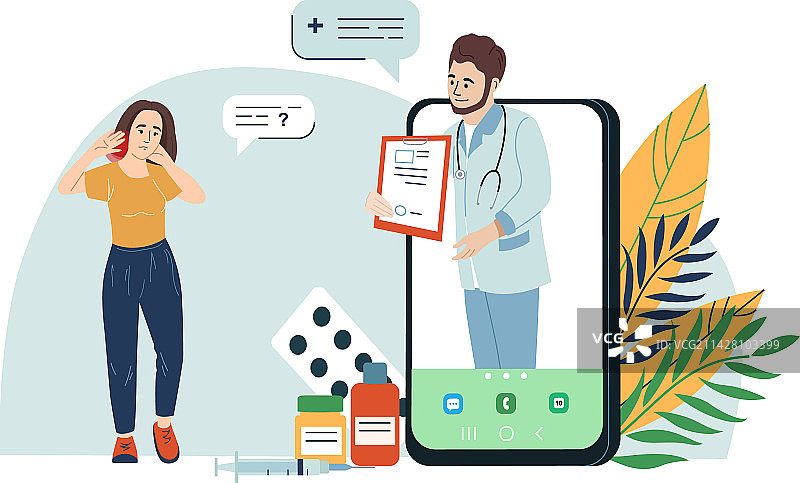 智能手机医生（扁平风格）图片素材