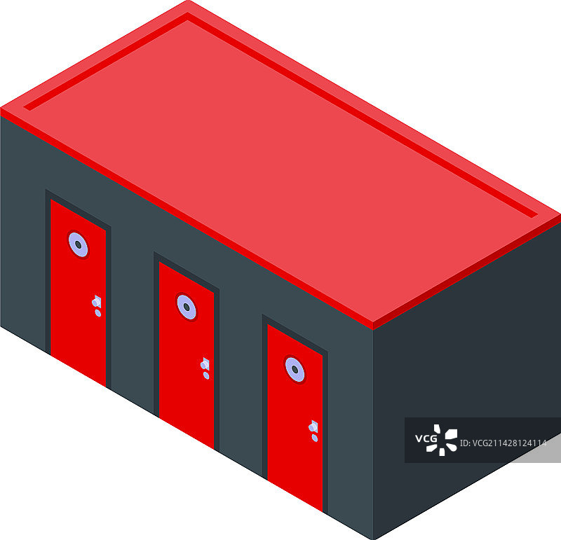 红色公共卫生间图标2.5D房间图片素材