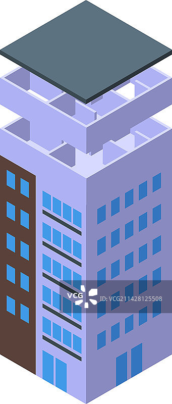 建筑承包商等距工人图标图片素材