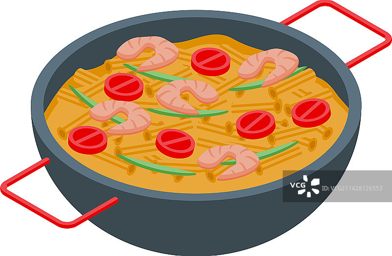 虾肉意面食物图标2.5D餐图片素材