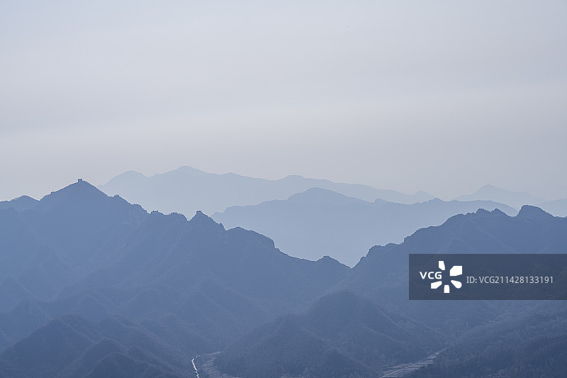 冬天山谷长城自然风景图片素材