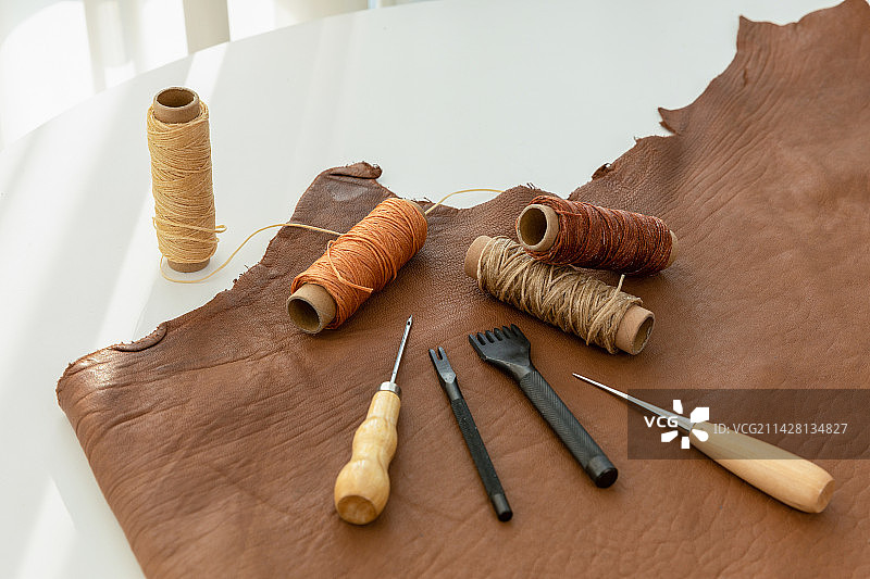 手工皮革工艺工具照片图片素材