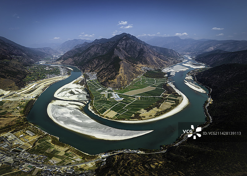 长江第一湾全景图图片素材