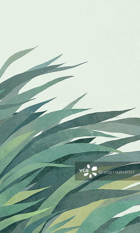 夏天节气插画绿色的草丛竖版图片素材