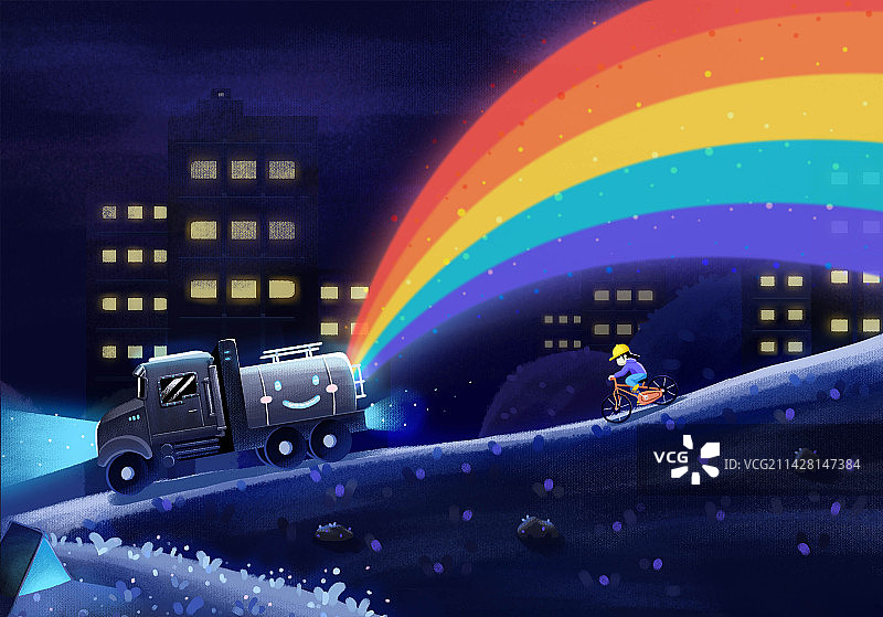 追着彩虹跑图片素材