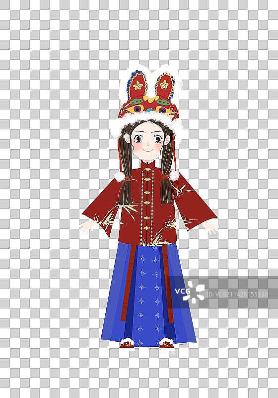 虎头帽汉服少女图片素材