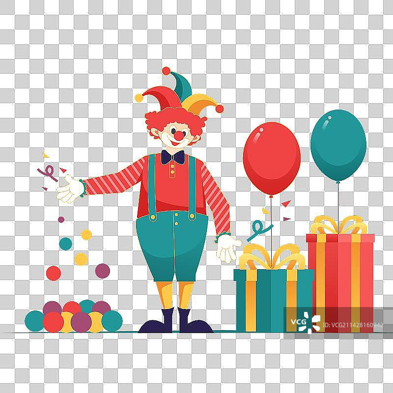 愚人节马戏团小丑礼盒弹力球元素图片素材