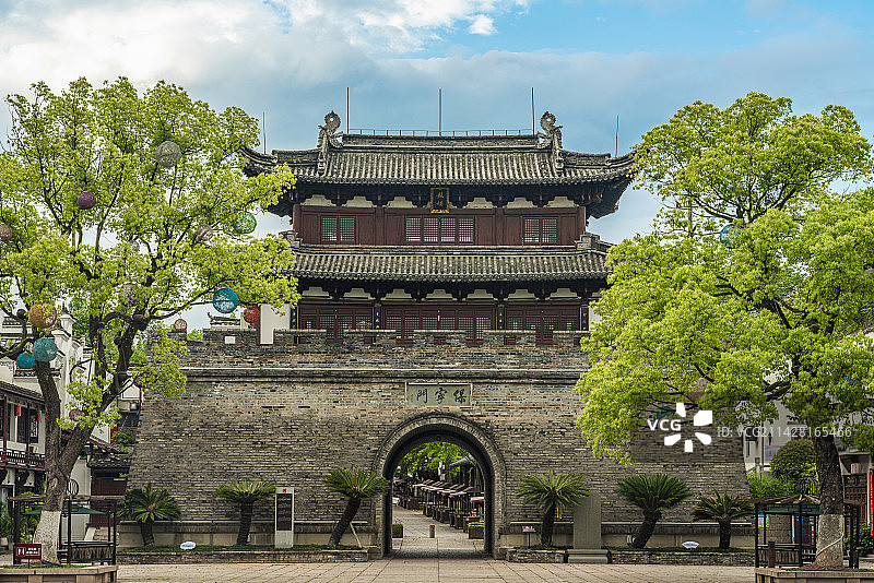 婺州古城景区；金华古子城；金华保宁门；金华古城楼图片素材