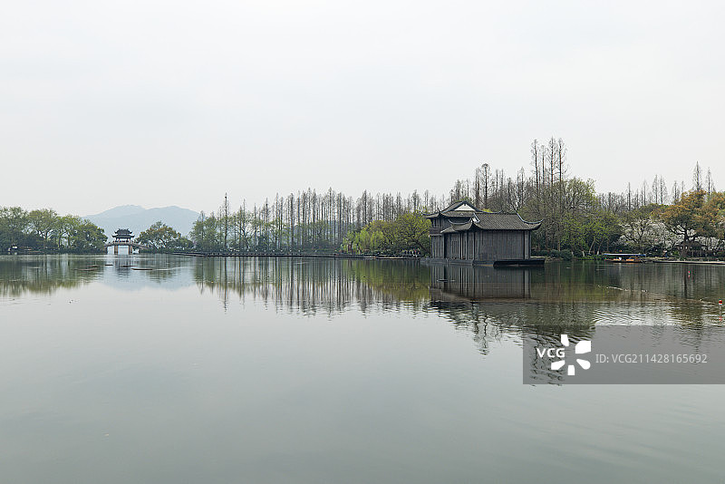 杭州西湖曲院风荷印象西湖 玉带桥图片素材