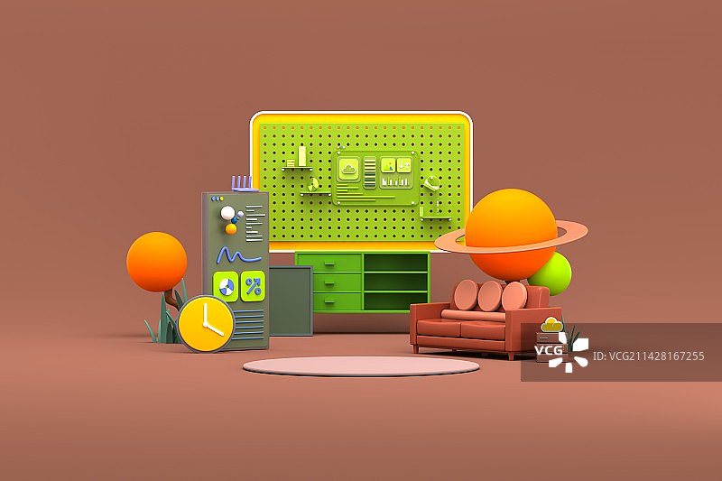 3D渲染家居空间插画图片素材