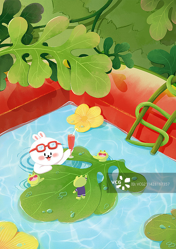 《夏至》主题肌理插画图片素材