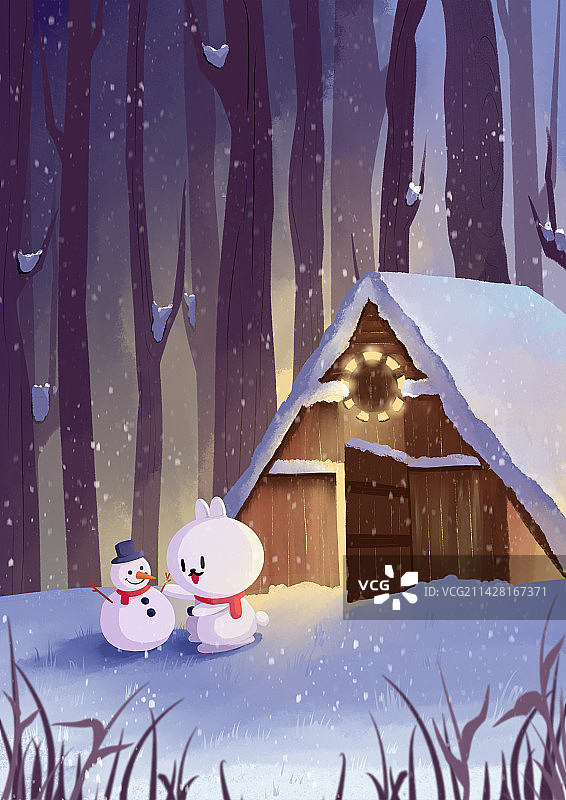 《大雪》主题肌理插画图片素材