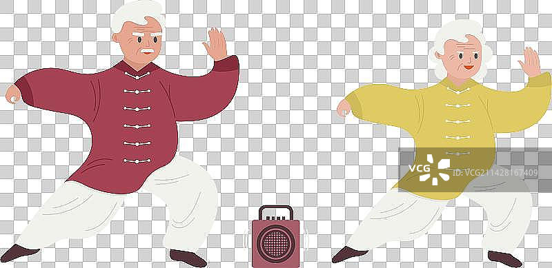 老夫妻打太极元素图片素材