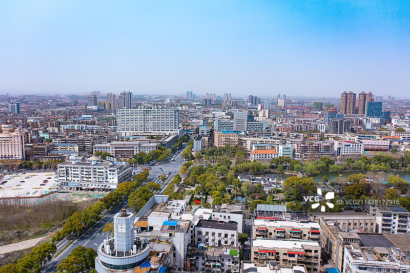 航拍湖南湘潭市城市风光图片素材