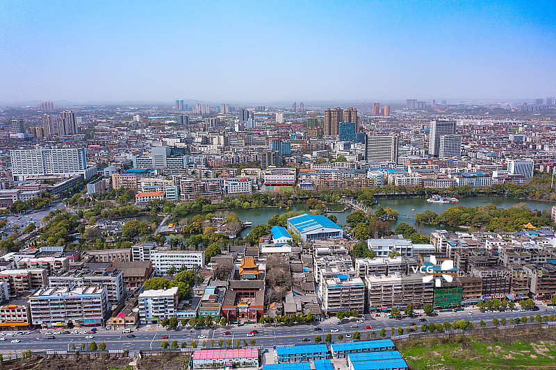 航拍湖南湘潭市城市风光图片素材