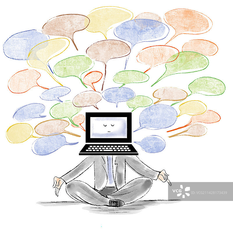 计算机，想法，静坐，人工智能，对话框图片素材