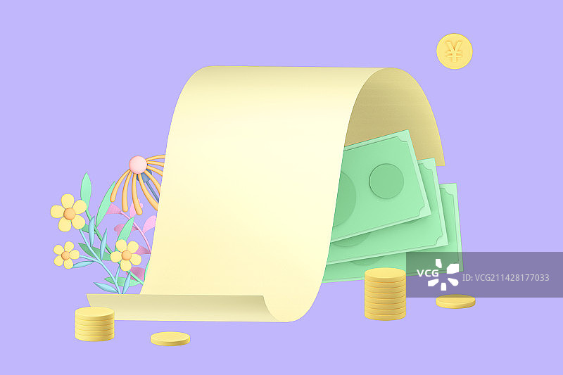 金融金币花朵C4D三维立体模型图片素材