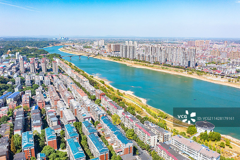 航拍湖南益阳市城市风光图片素材