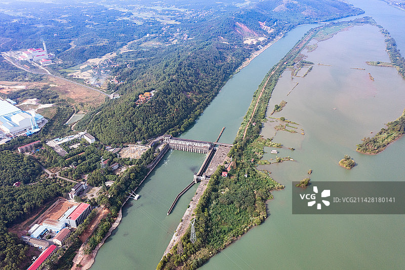 航拍湖南常德澧县澧水风光图片素材