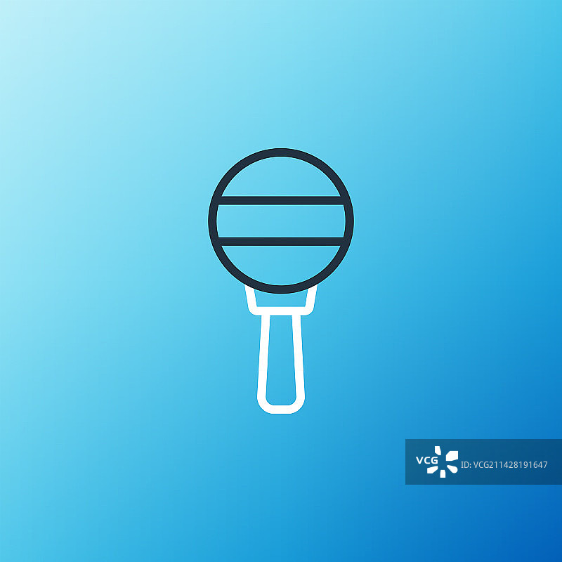 蓝色背景上的线条拨浪鼓婴儿玩具图标图片素材