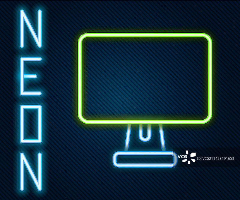 发光霓虹灯线条电脑显示器屏幕图标图片素材