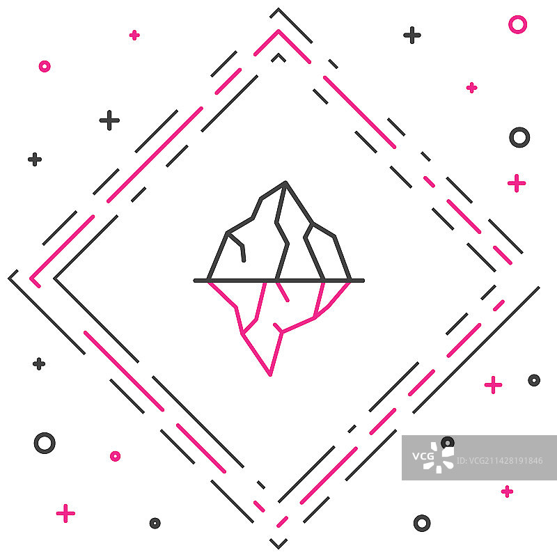 白色背景上的冰山线条图标图片素材