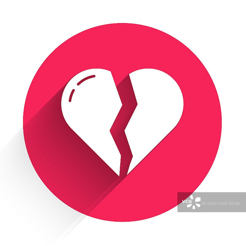 白色背景上的破碎的心或离婚图标图片素材