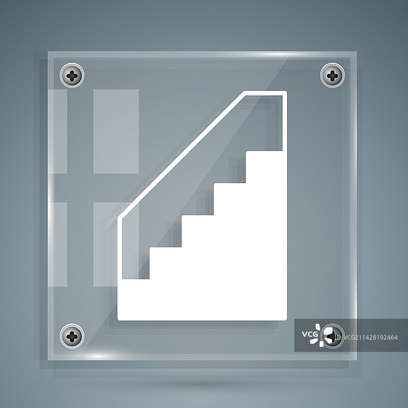 灰色背景上的白色向上楼梯图标图片素材