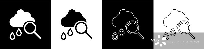 黑色背景上的带雨云朵图标图片素材